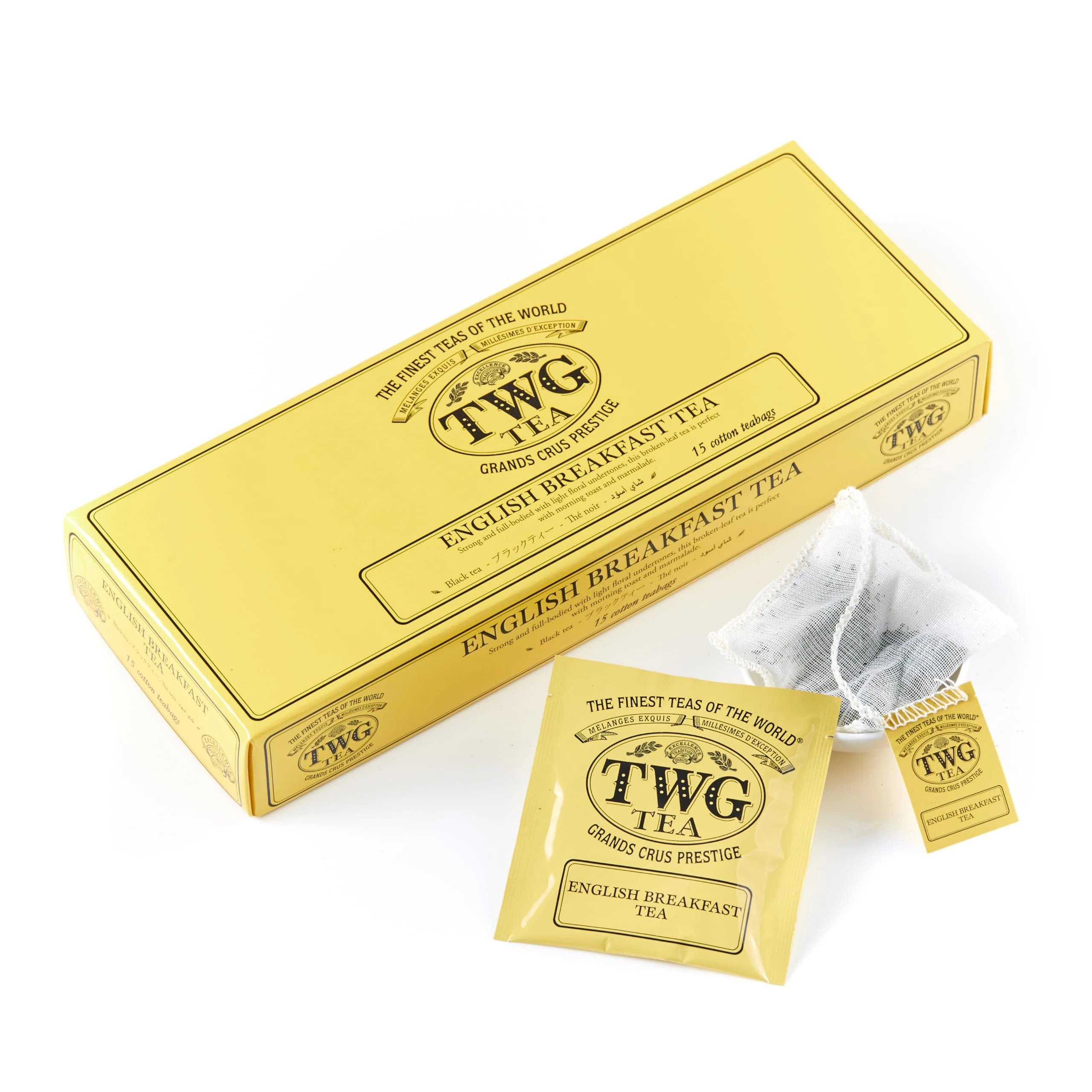 TWG Tea | English Breakfast Tea | Black Tea | Floral Undertones | 15 Hand Sewn Cotton Teabags | Gift Set