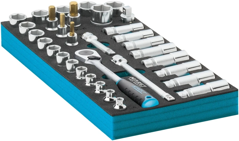 Hazet 163-483/33 Socket Spanner Set (Square 10 mm (3/8 Inch), External Hexagonal Traction Profile, Inner Hex Profile, Number of Tools: 33)