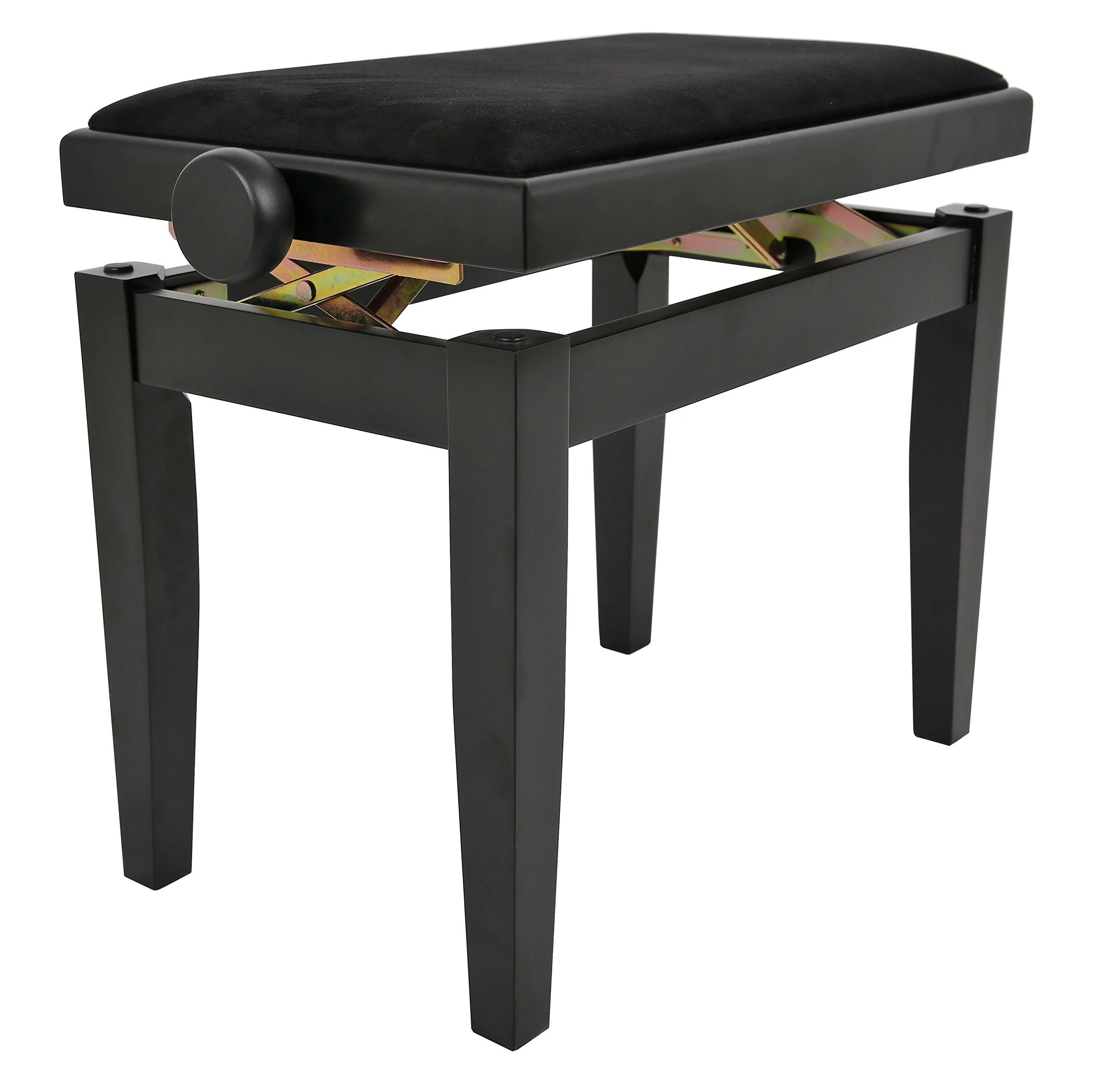 Juan Miguel Navarrez Piano Bench Elegance black matte - Solid wood - height adjustable with scissor mechanism - black velour seat cover