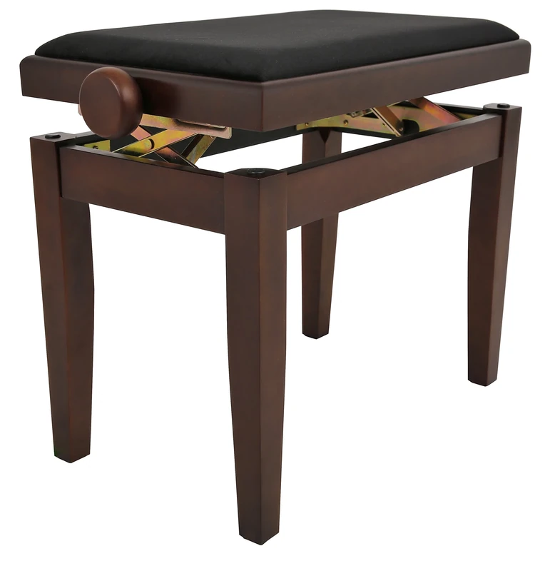 Juan Miguel Navarrez Piano Bench Elegance walnut matte - Solid wood - height adjustable with scissor mechanism - black velour seat cover
