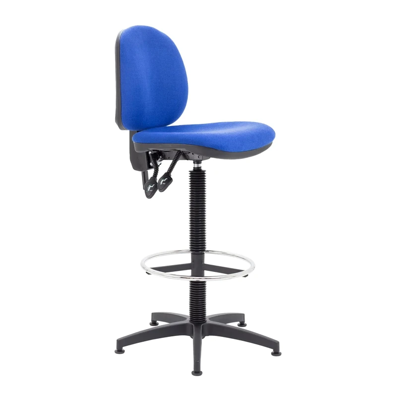 Office Hippo High Rise Desk Chair, Robust Home & Office Chair With Height Adjustable Seat & Back, Versatile Mid Back Chair With Fixed Height Draughting Kit For Daily Use - Royal Blue