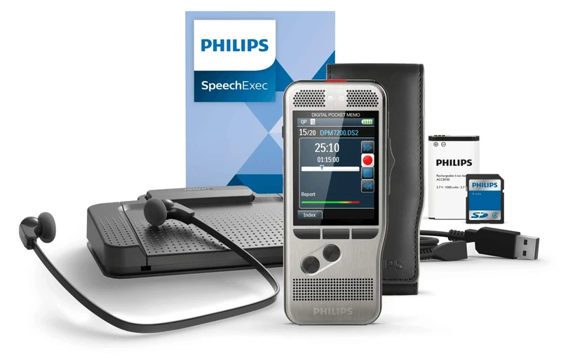 Philips Digitales Diktiergerät Digital Pocket Memo Starter Kit DPM 7700 silver