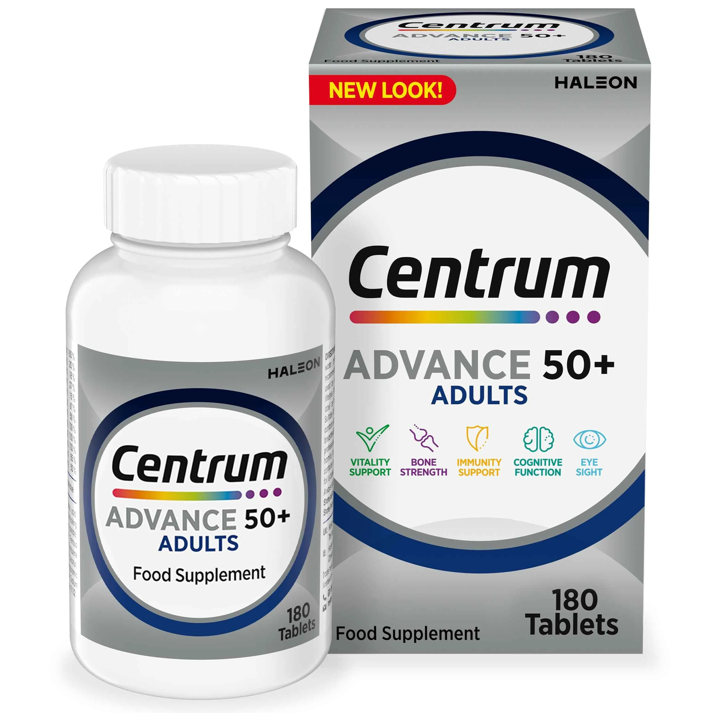 Centrum Advance 50+ Tablets Multivitamin & Mineral Supplements, with 24 essential nutrients, including vitamin D, C, Zinc, 180 ct