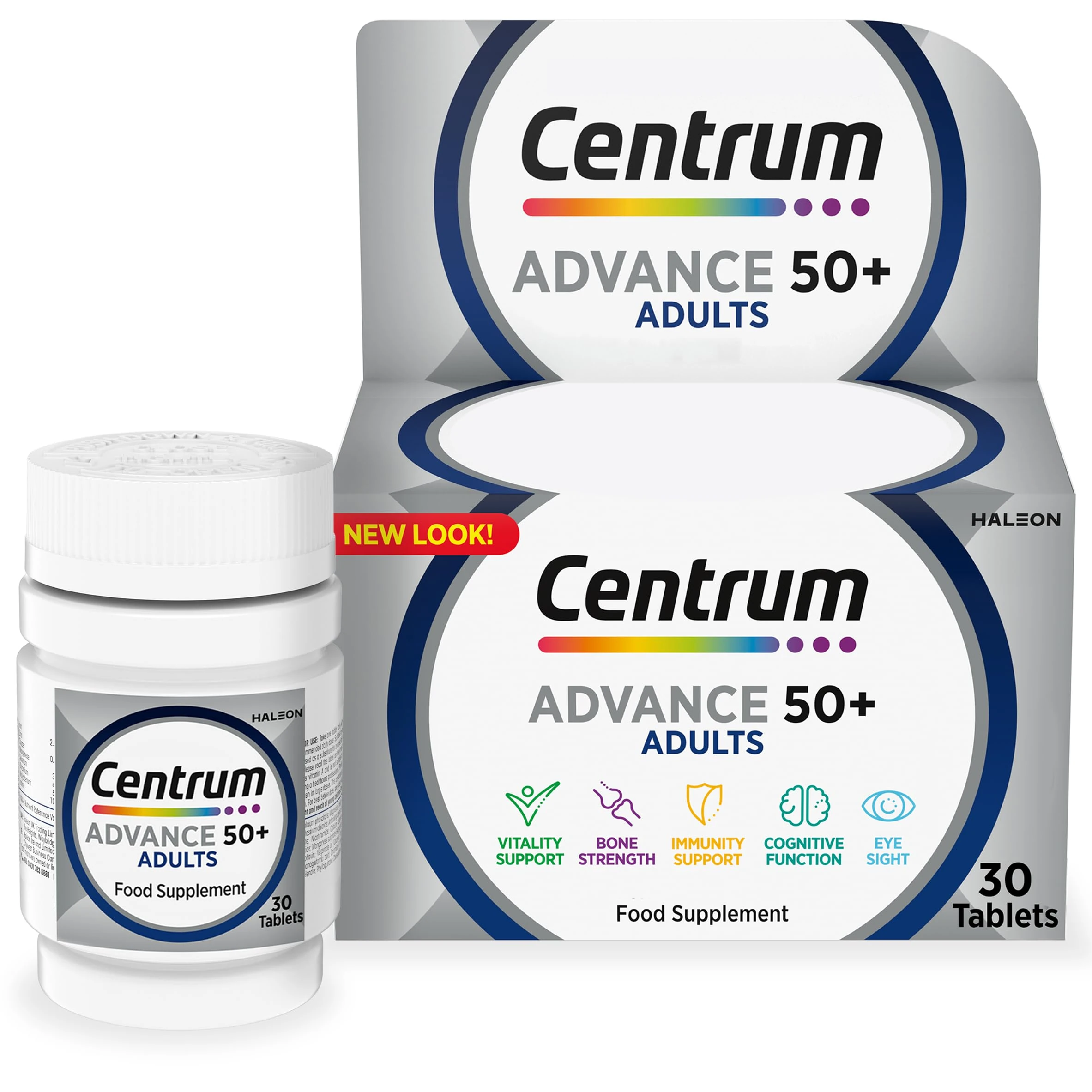 Centrum Advance 50+ Tablets Multivitamin & Mineral Supplements, with 24 essential nutrients, including vitamin D, C, Zinc, 30 ct