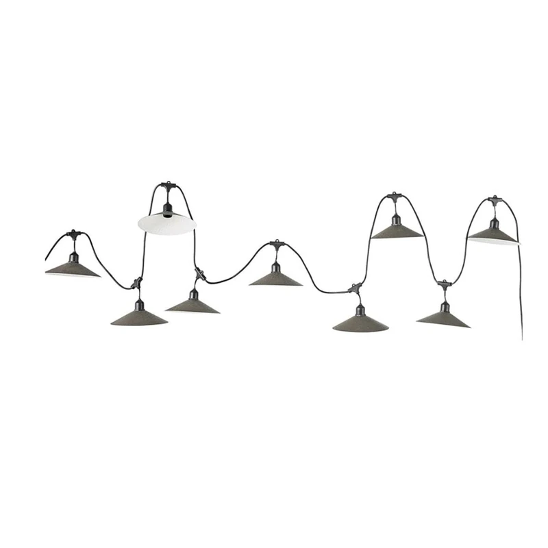 Lumisky VINTY Vintage Guirlande Decorative d exterieur avec Abat-jours/10 Douilles Cuivre E27 Noir 6 m - 385cm + 215cm