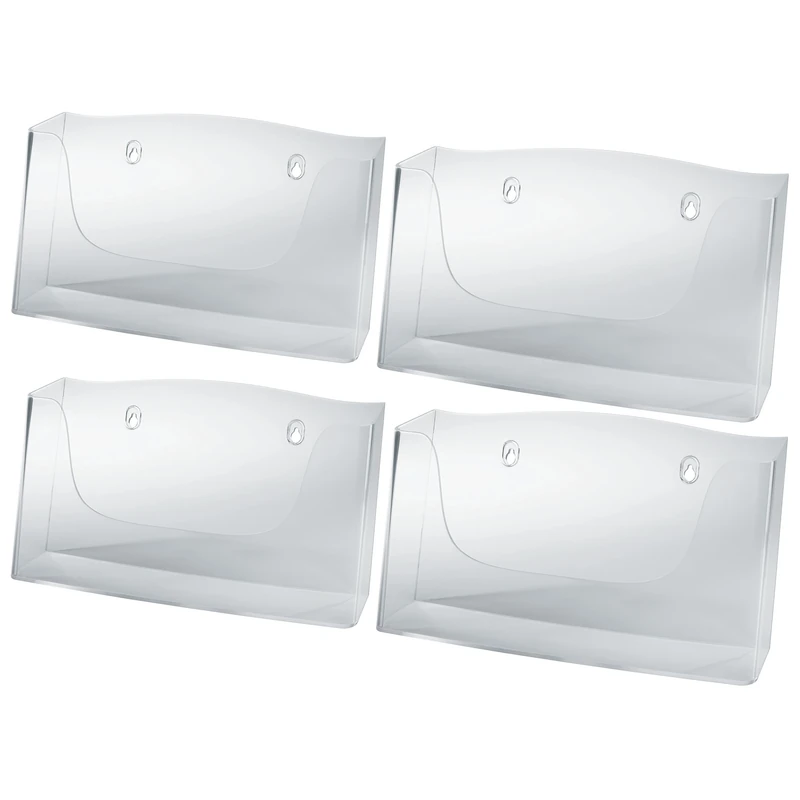 SIGEL LH118 Wall-Mounted Literature Holder, for A4 landscape, uv resistant acrylic, clear, 4 Pieces