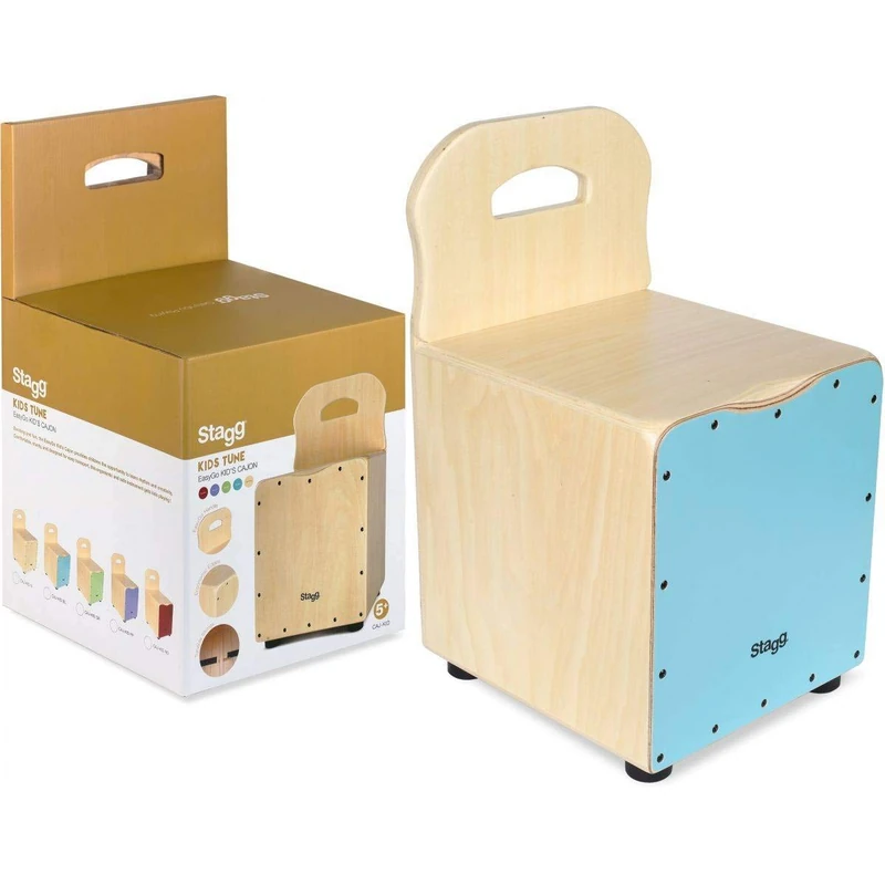 Stagg Kids Cajon with EasyGo Backrest - Blue Front Boar