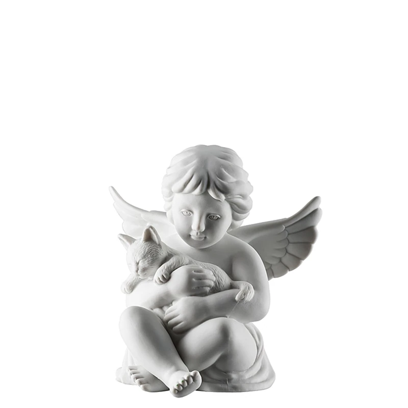 Rosenthal Angel Medium White Matt Angel with Cat - Image 1