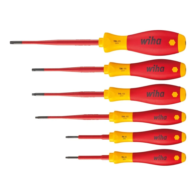 Wiha 3251TRK6 SoftFinish Electric SlimFix Torx Tamper Resistant Screwdriver Set, 6 Pieces
