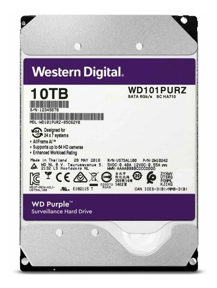 WD 10 TB Surveillance Hard Drive - Purple