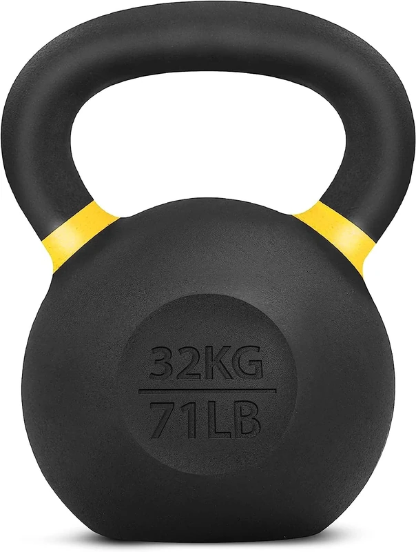 Yes4All CXCM Powder Coated Kettlebell Weight, 32 kg, Yellow, lemon tree
