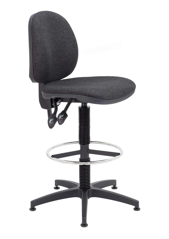 Office Hippo High Rise Desk Chair, Robust Home & Office Chair With Height Adjustable Seat & Back, Versatile Mid Back Chair With Fixed Height Draughting Kit For Daily Use - Charcoal Grey