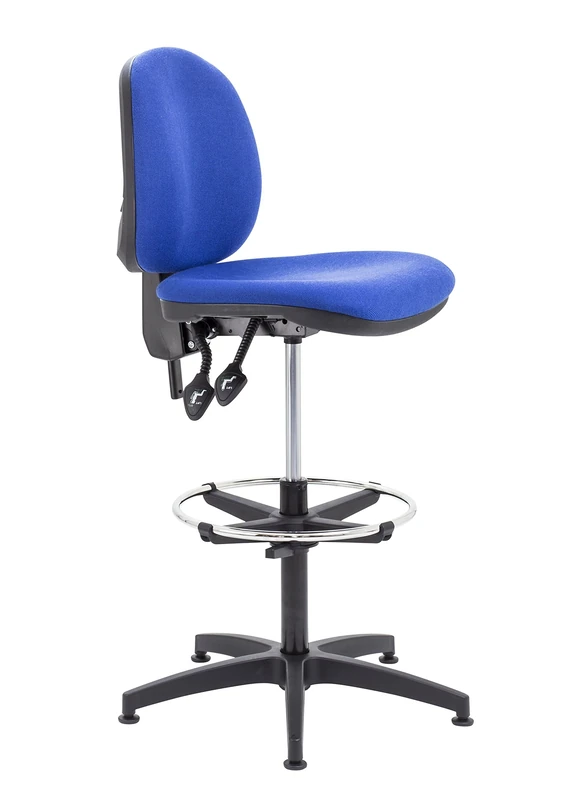 Office Hippo High Rise Desk Chair, Robust Home & Office Chair With Height Adjustable Seat & Back, Versatile Mid Back Chair With Adjustable Draughting Kit For Daily Use - Royal Blue