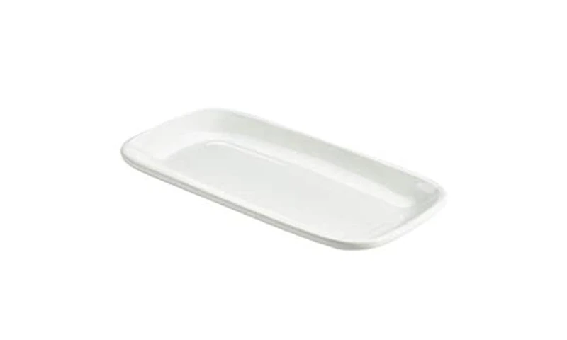 Genware Porcelain Rectangular Rounded Edge Plates 29.5 x 15cm, 184630, Pack of 6
