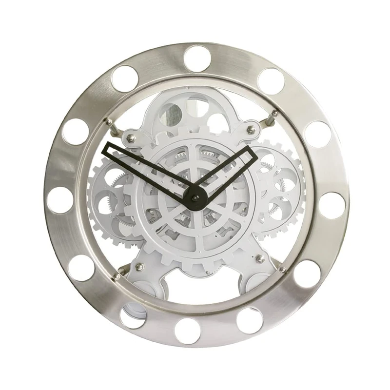 Majestic CLW 271 Wall Clock with Exposed Gear Diameter 35.5 cm Silver - Image 1
