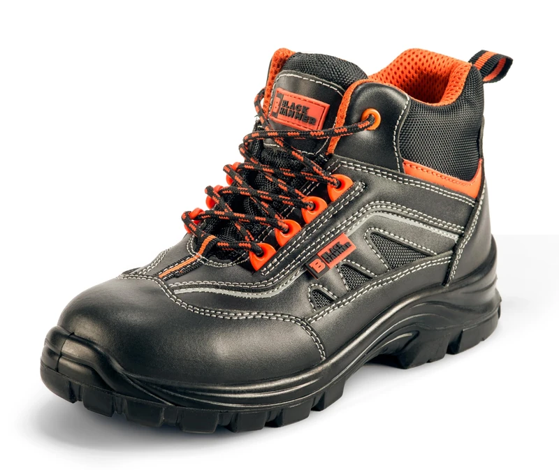 Black Hammer Mens Leather Safety Boots S3 SRC Composite Toe Cap with Midsole Protection Non Metallic Metal Free Lightweight Work Shoes Ankle Hiker 8852 (5 UK)