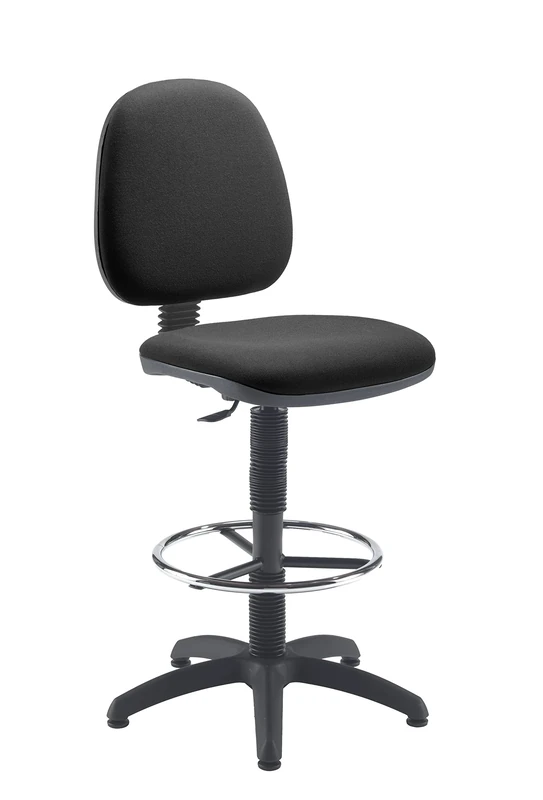 Office Hippo High Rise Desk Chair, Robust Office Chair For Home & Office, Height Adjustable Seat & Back, Versatile & Lightweight Chair With Fixed Height Draughting Kit - Charcoal