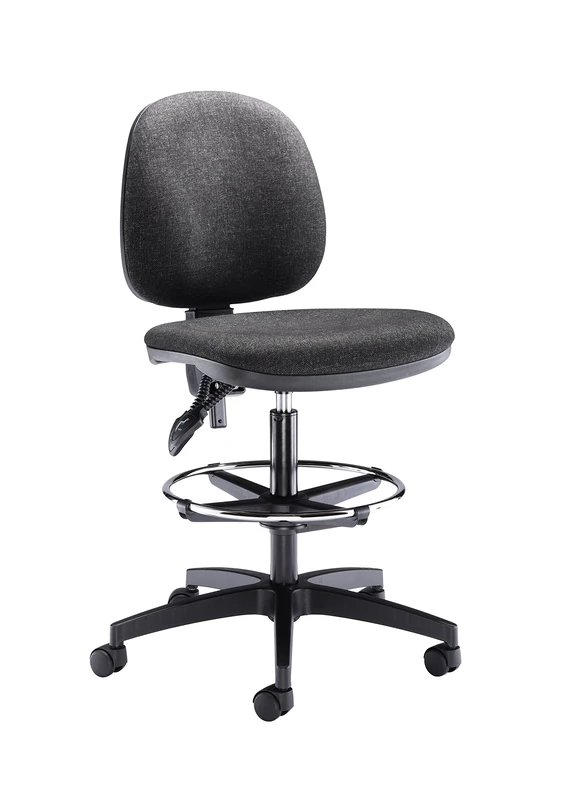 Office Hippo High Rise Desk Chair, Robust Home & Office Chair With Height Adjustable Seat & Back, Versatile Mid Back Chair With Adjustable Draughting Kit For Daily Use - Charcoal Grey