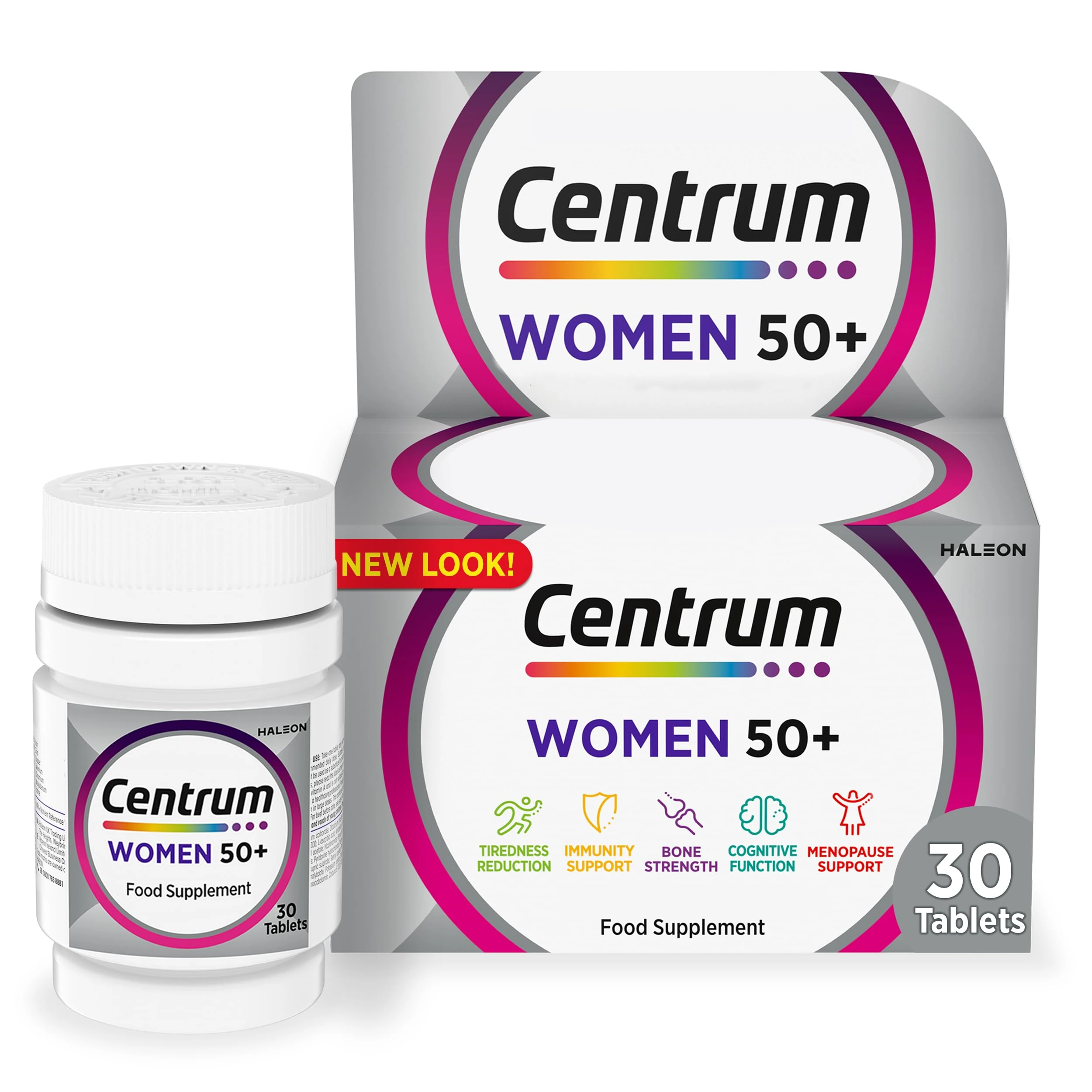 Centrum Women 50+ Tablets Multivitamin & Mineral Supplements, 23 essential nutrients including vitamin D, C, and Iron, 30 ct
