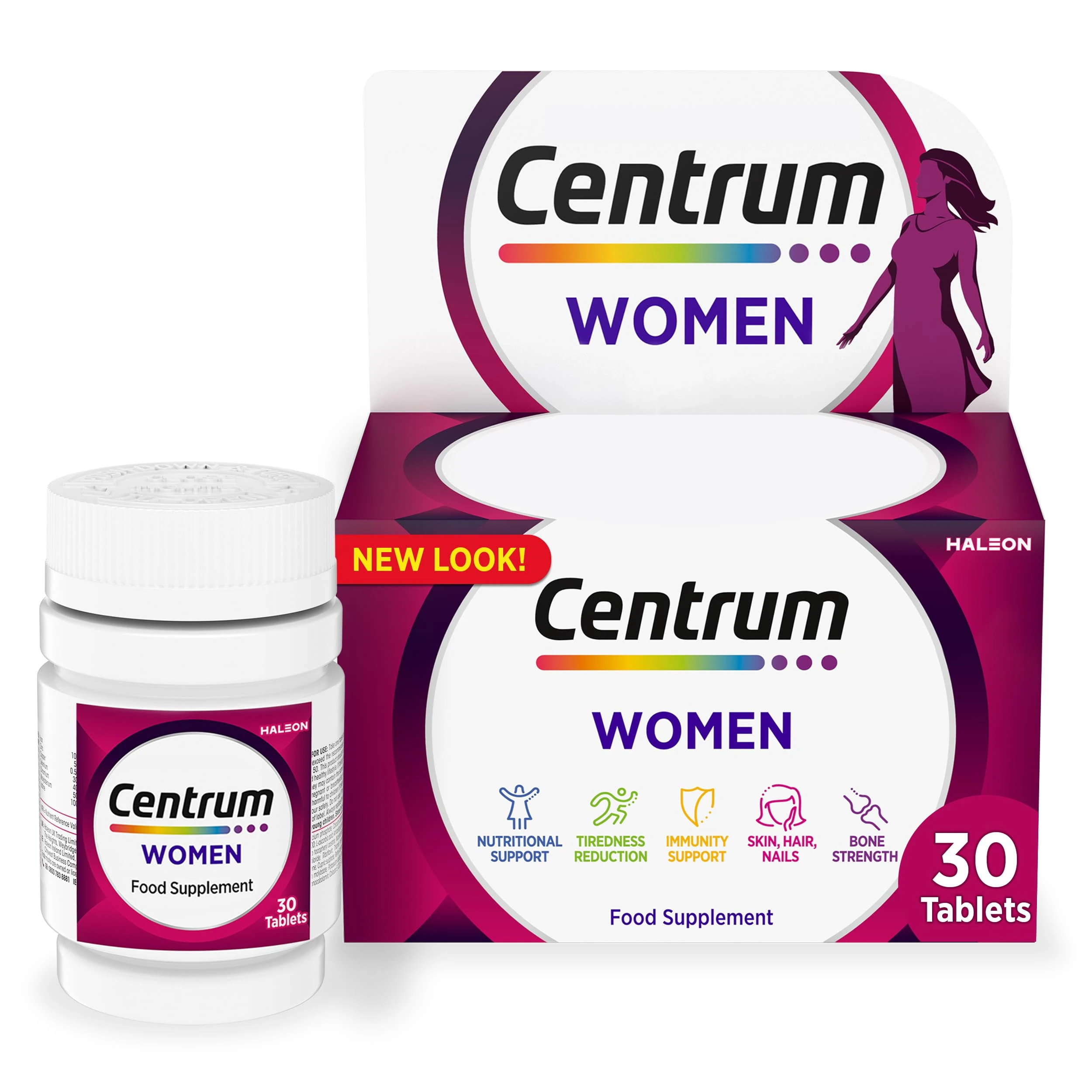 Centrum Women Tablets Multivitamin & Mineral Supplements, with 23 essential nutrients including vitamin D, C, and Iron, 30 ct