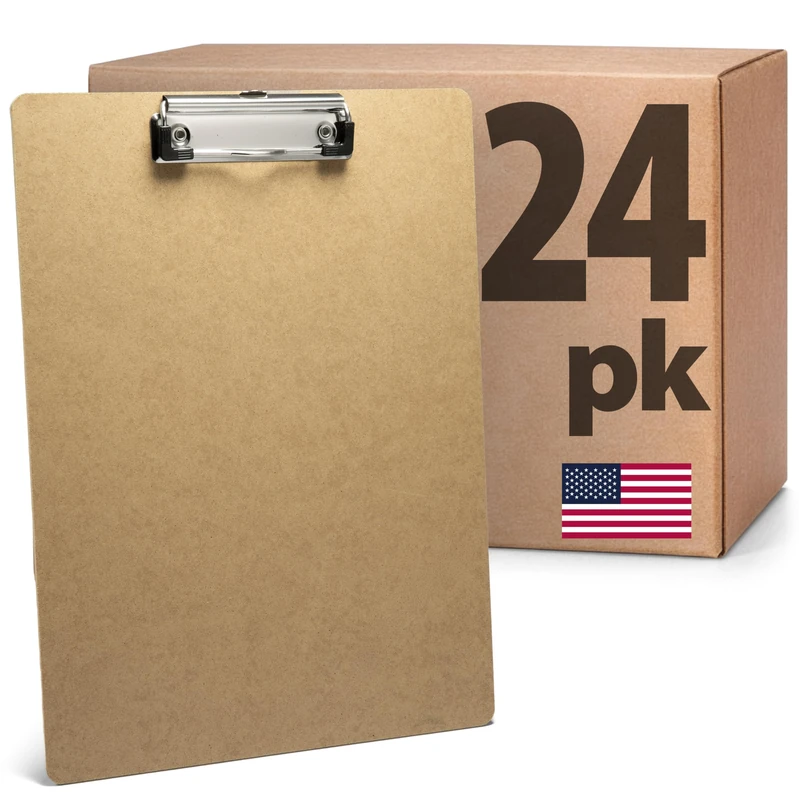 Officemate Letter Size Wood Clipboards, Low Profile Clip, 24 Pack Clipboard, Brown (83824) - Image 1