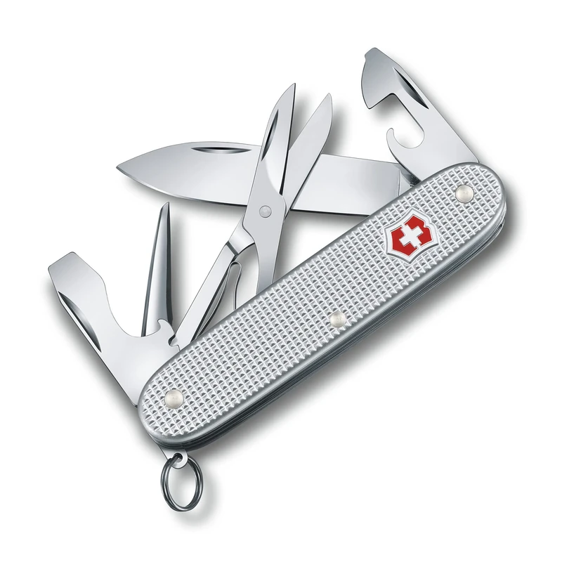 Victorinox Pioneer X Alox Swiss Army Pocket Knife, Medium, Multi Tool, 9 Functions, Blade, Can Opener, Silver