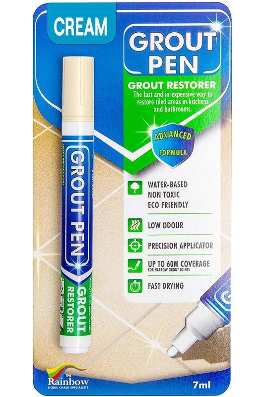 Grout Pen - Designed for restoring tile grout in bathrooms & kitchens (Cream)