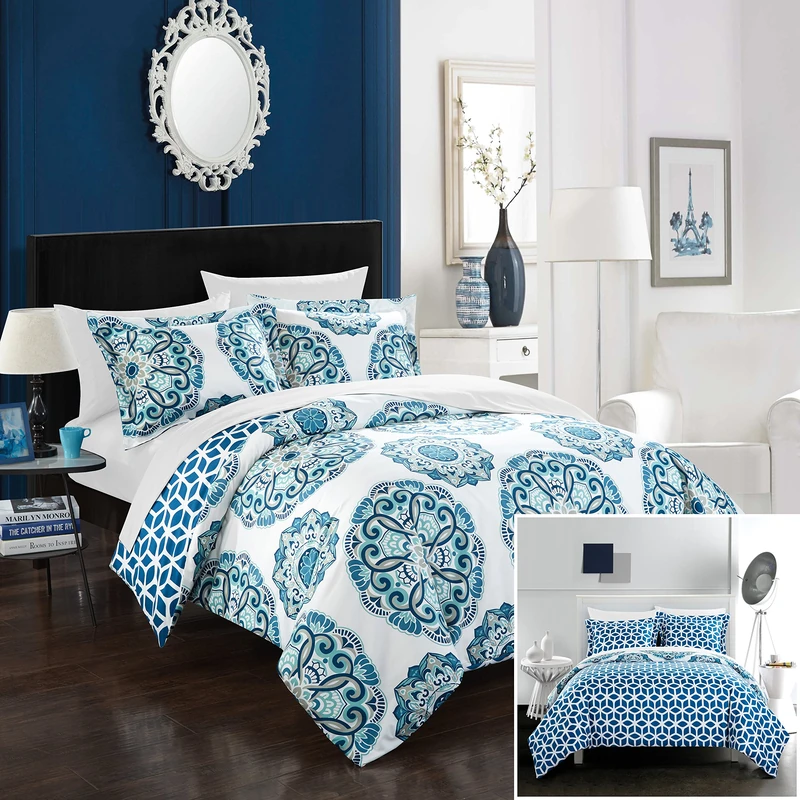 Chic Home 2 Piece Set, Microfiber, Blue, Duvet-Twin