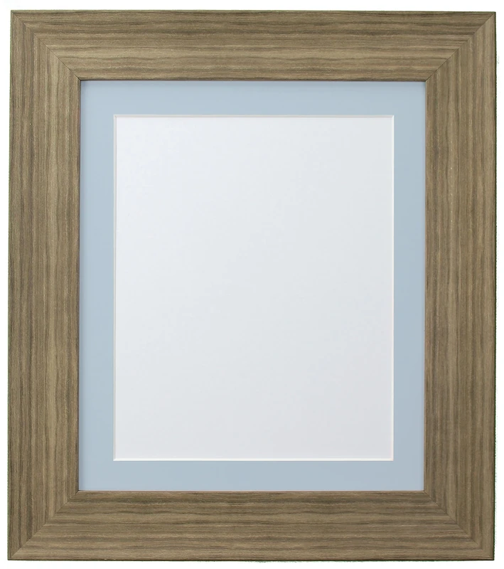 FRAMES BY POST Hygge Picture, Photo and Poster Frame, Plastic Glass, Bear Creek Brown with Blue Mount, 50 x 70 cm Image Size A2