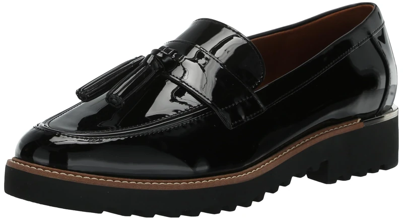 Franco Sarto Women's Carolynn Lug Sole Loafer Flat, Black, 6.5 M US