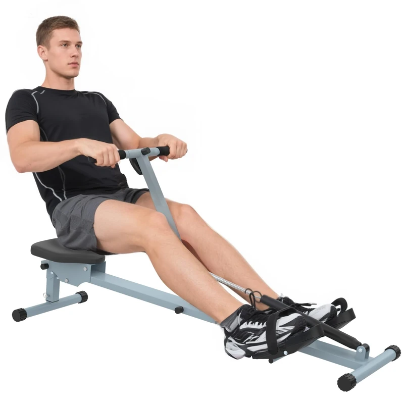 HOMCOM Compact Rowing Machine with 12 Levels of Resistance and LCD Monitor, Cardio Rower for Home Gym Full Workout Training, 100KG Capacity - Image 1