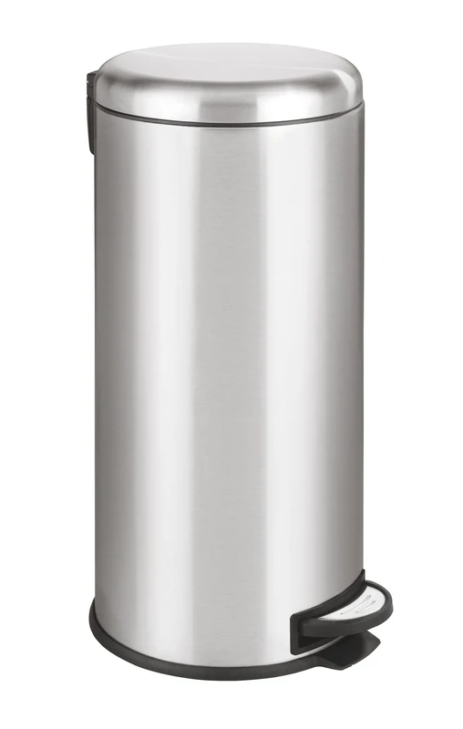 WENKO 22705100 Pedal bin Leman Easy Close stainless steel - cosmetic bin, waste bin, automatic lowering function, anti fingerprint Capacity: 30 l, Stainless steel, 30.5 x 64 x 37.5 cm, Satinised