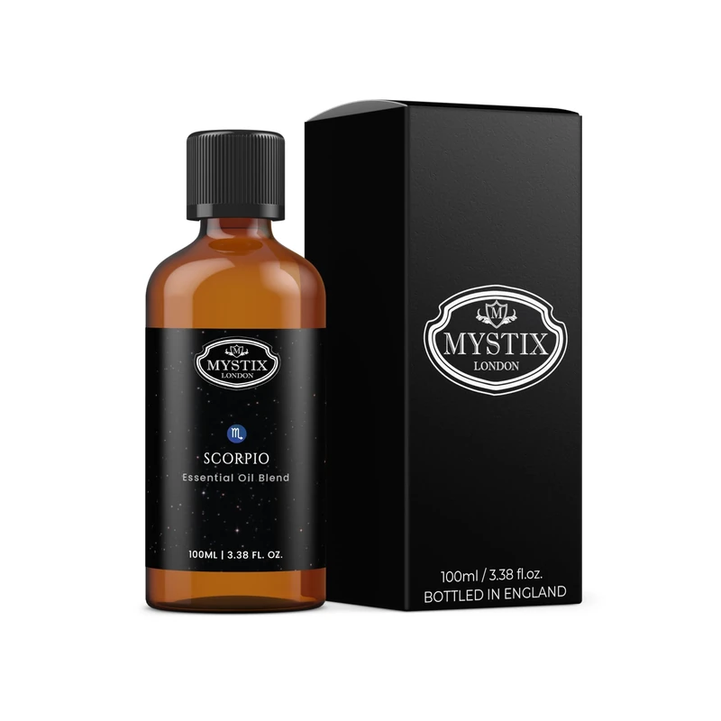 Mystix London | Scorpio Zodiac Sign Essential Oil Blend 100ml | 100% Pure & Natural | Aromatherapy for Water Signs | Clary Sage, Lavender, Patchouli, Rose, Sandalwood | Vegan, GMO Free