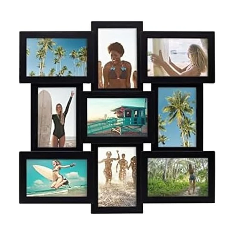 Melannco 5184034 9-Opening Puzzle Collage Picture Frame, Black