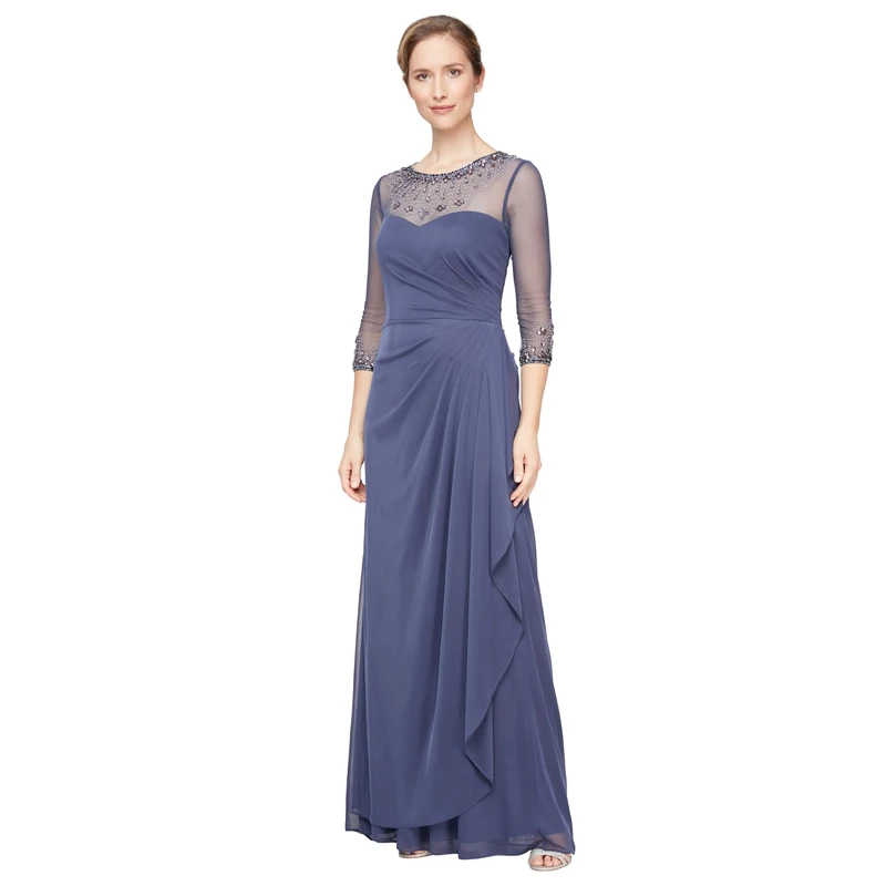 Alex Evenings Women's Long A-Line Sweetheart Neck (Petite and Regular Sizes) Special Occasion, Violet Dress, 14