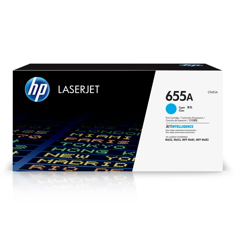 HP CF451A 655A Original LaserJet Toner Cartridge, Cyan, Single Pack