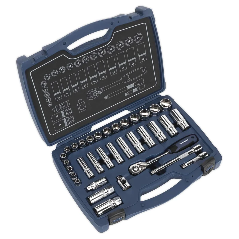 Sealey Ak8991 Socket Set 34Pc 3/8In Sq Drive 6Pt Walldrive Metric