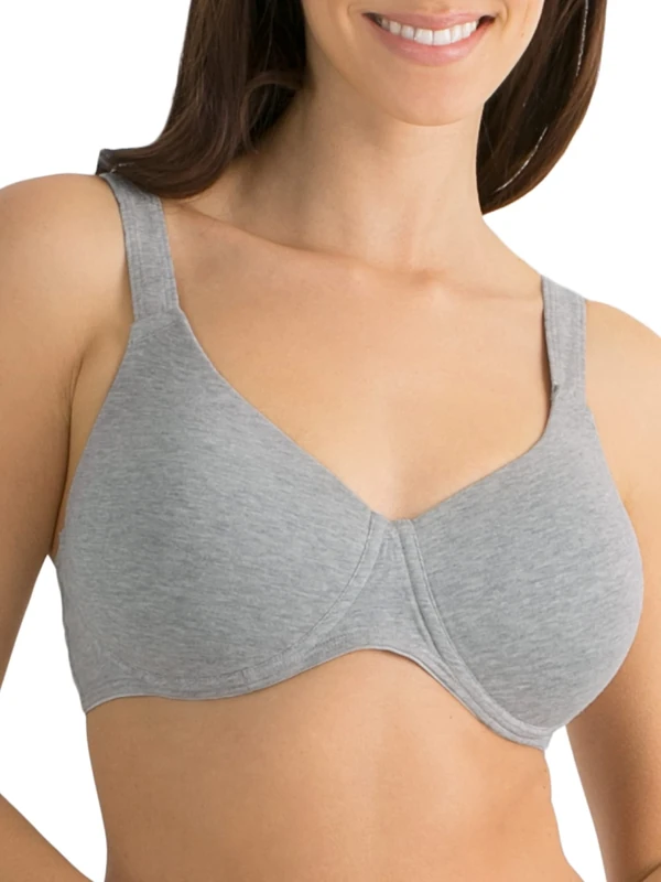 Fruit of the Loom Women's Anti-Gravity Wire-Free Bra, Opaque, Heather Grey, 36C