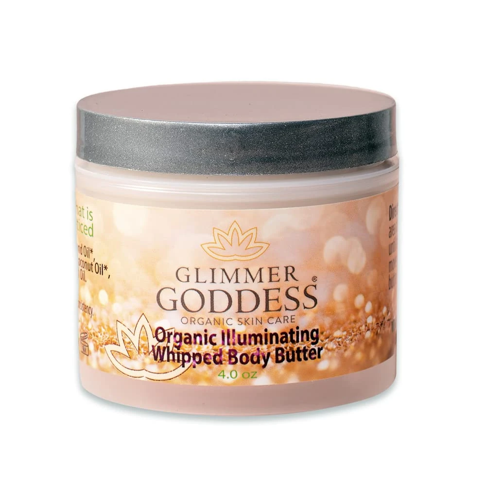 Organic Bronze Body Shimmer Whipped Body Butter - Sexy Sparkle For Natural Skin Radiance - Chemical Free Shimmering Moisturizer - Glimmer Goddess