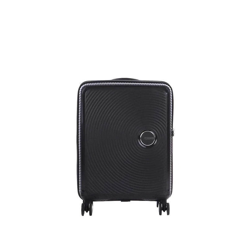 American Tourister Soundbox - Hand Luggage Suitcase 55 x 40 x 20/23 cm - Hard Shell Trolley Suitable for EasyJet - Expandable, Light, 4 Wheels & TSA Lock - 35.5/41 L - Black (Bass Black)