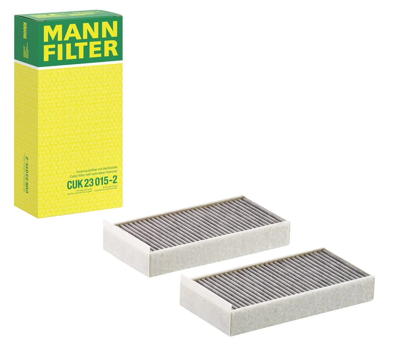 MANN-FILTER CUK 23 015-2 Cabin Air Filter - Pollen Filter with Activated Carbon - (set of 2) for Cars + Transporters