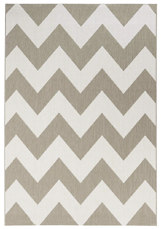 NORTHRUGS Indoor and Outdoor Rug Unique 120 x 170 cm - Weatherproof Modern Design Zig-Zag Geometric Pattern Runner for Balcony Patio Garden Conservatory Living Room Rug Waterproof in Beige