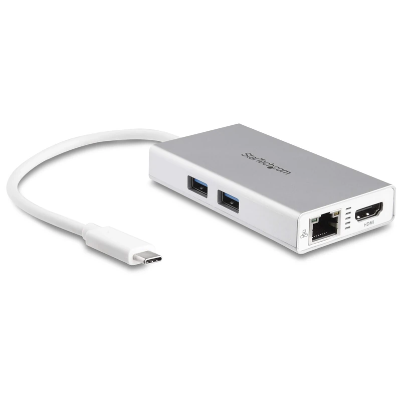 StarTech.com USB-C Multiport Adapter - USB-C Travel Docking Station w/ 4K HDMI - 60W Power Delivery Pass-Through, GbE, 2pt USB-A 3.0 Hub - Portable Mini USB-C Dock for Laptop - White (DKT30CHPDW)