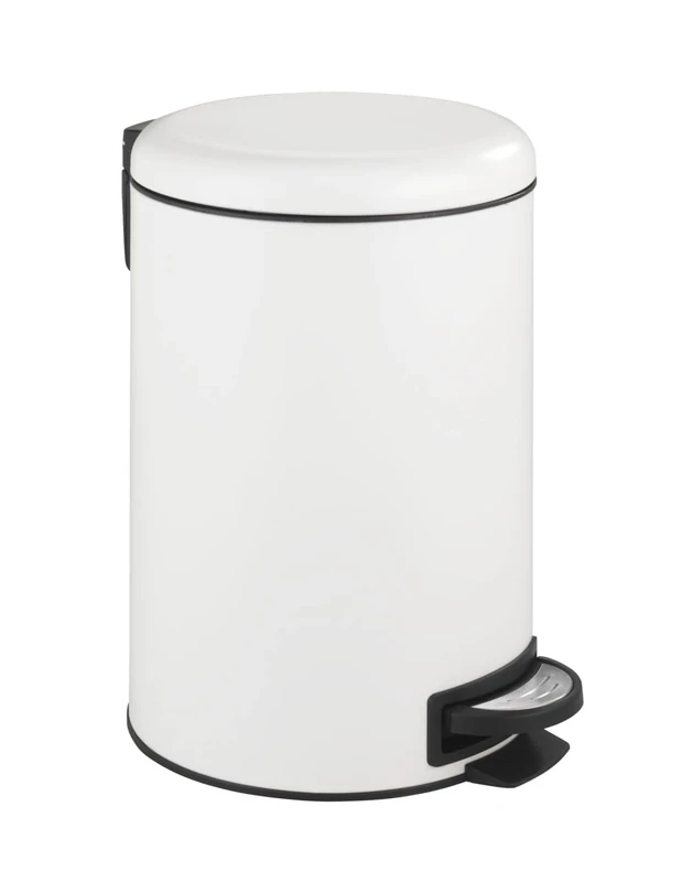 WENKO Pedal bin Leman 12l in weiß, Steel, White/Black, 12 L
