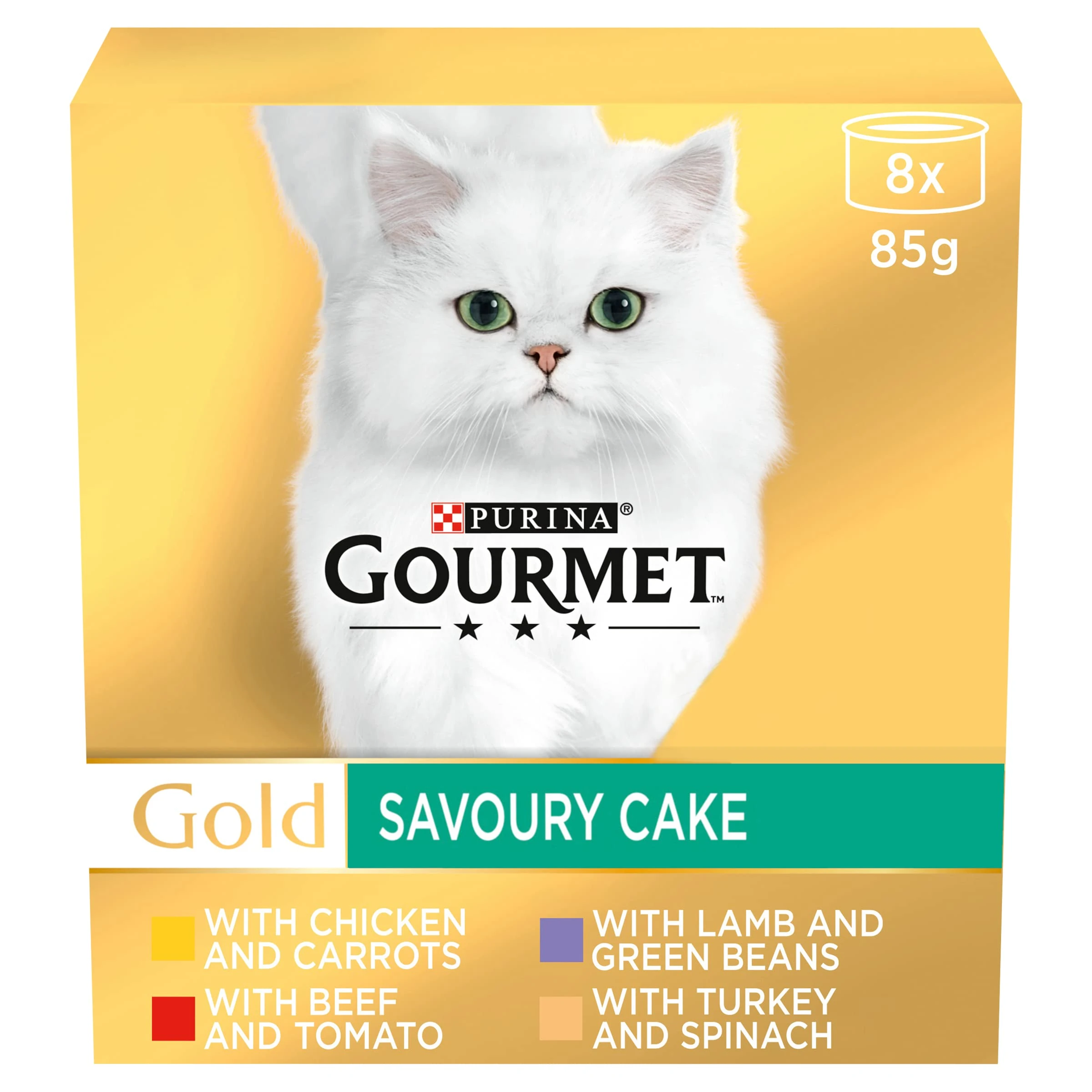 GOURMET Gold Savoury Cake Meat and Veg Variety Wet Cat Food 8x85g, Pack of 6