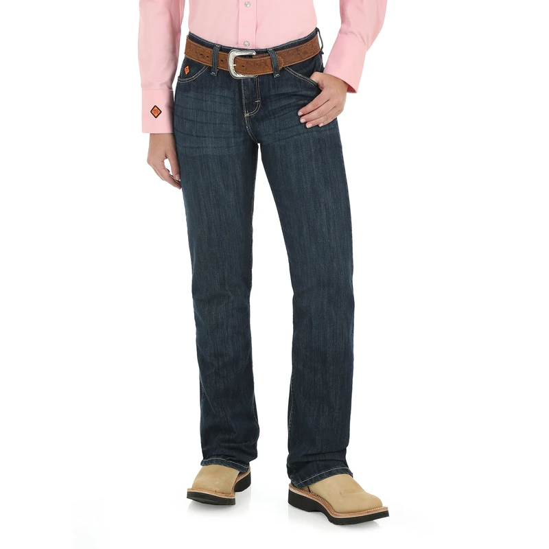 Wrangler Women's Flame Resistant Western Midrise Boot Cut Jean, Rinse wash, 3x30