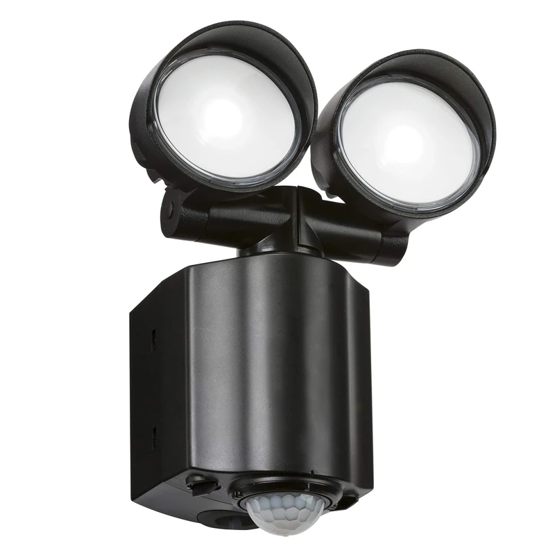 Knightsbridge 230V IP44 2x8W LED Twin Spot Black Security Light with PIR