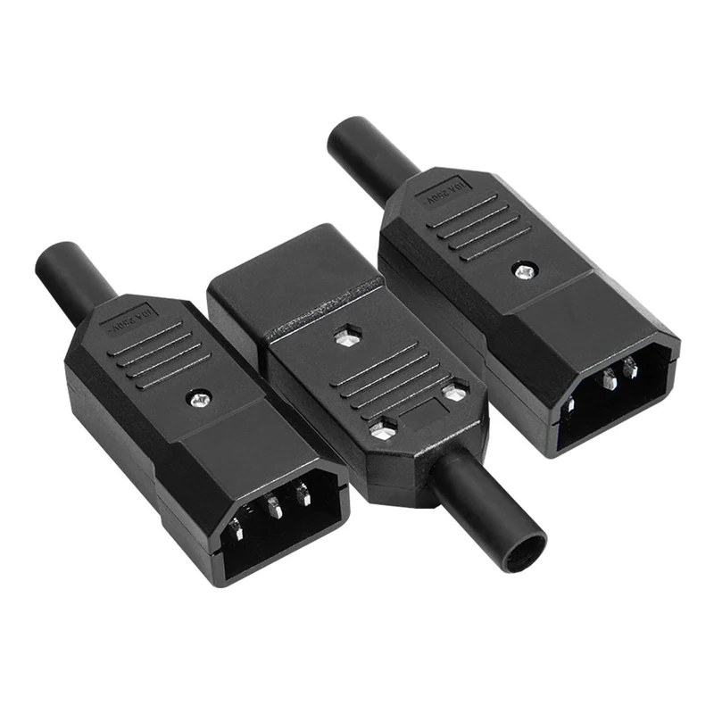 sourcing map 3Pcs AC250V 10A IEC320 C14 Male 3 Terminals Power Socket Adapter Connector