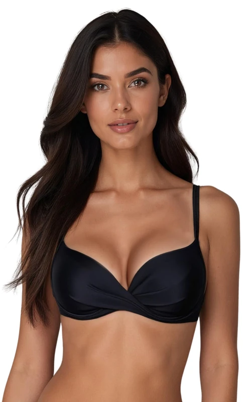 Vivisence 3209 Underwired Bikini Top Padded Cups Removable Pads Made in EU, Black,38DD