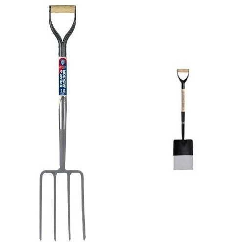 Spear & Jackson Neverbend Professional Digging Fork 1570AL & Neverbend Professional Treaded Digging Spade 1071AL Bundle